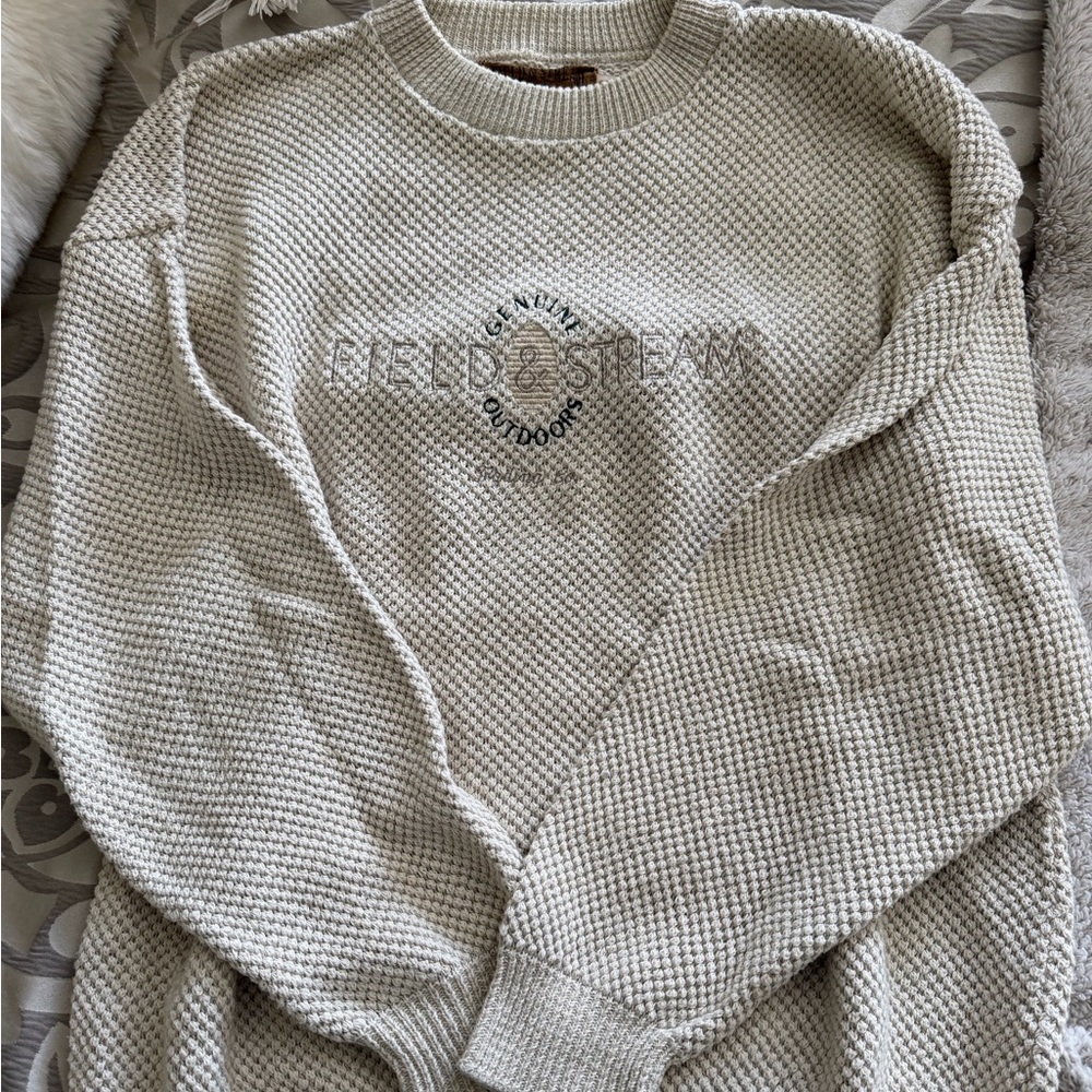 Field & Stream Cream Waffle Knit Crewneck Sweater